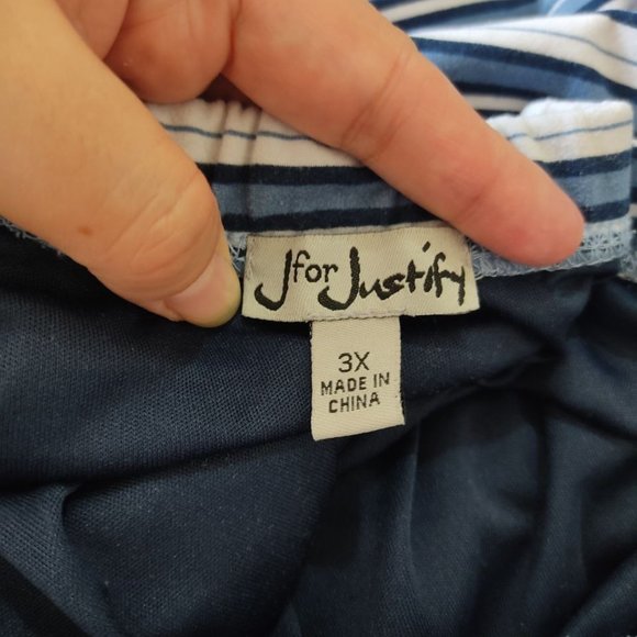 J for Justify Jumpsuit Women's Size 3X Striped Tube Top Wide Leg - Picture 3 of 12